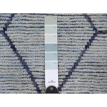 Tribal & Geometric Wool Hand Knotted Rug Blue 2.5x10.3 -O020291
