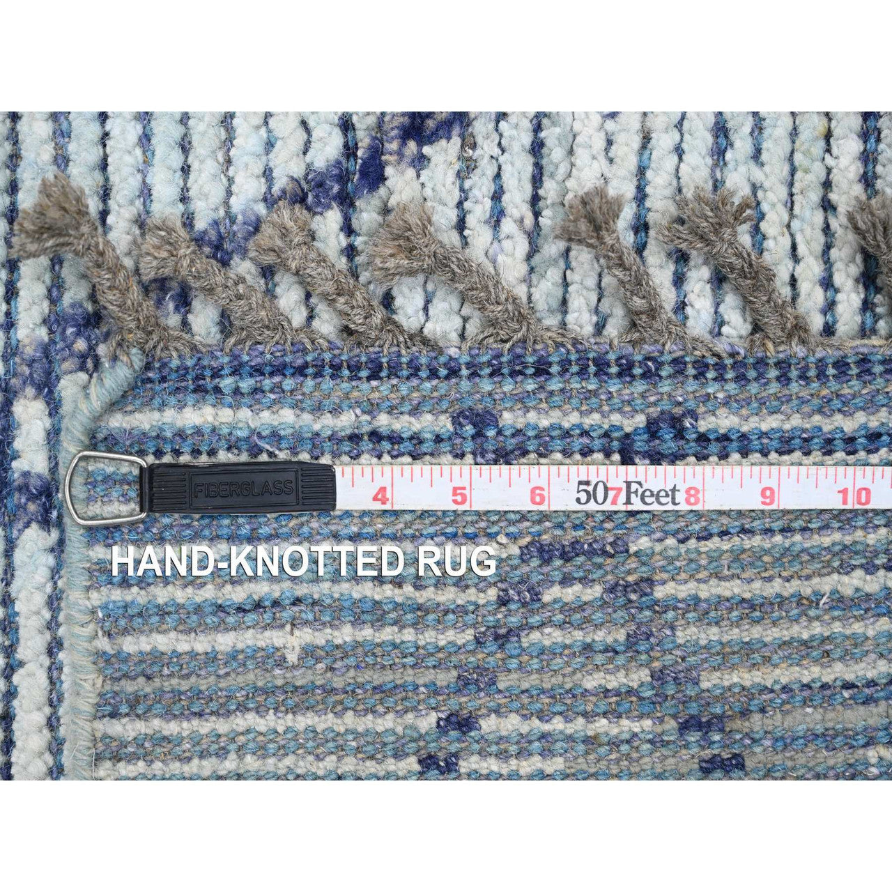 Blue 2'5" x 10'3" Tribal & Geometric Hand knotted Wool Rug - Sku: O020291