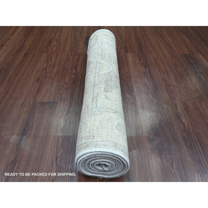 Oushak And Peshawar Wool Hand Knotted Rug Grey 2.7x9.9 -O020294