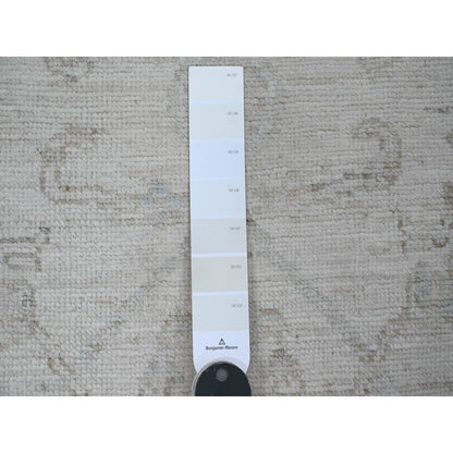 Oushak And Peshawar Wool Hand Knotted Rug Ivory 3.0x9.5 -O020296