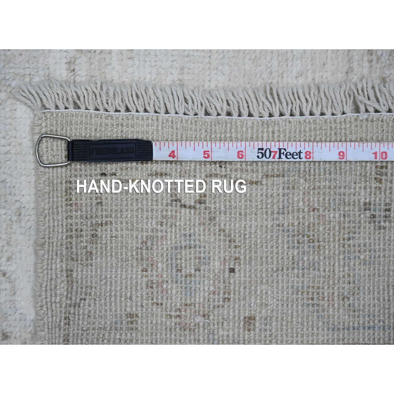 Ivory 3'0" x 9'5" Oushak And Peshawar Hand knotted Wool Rug - Sku: O020296