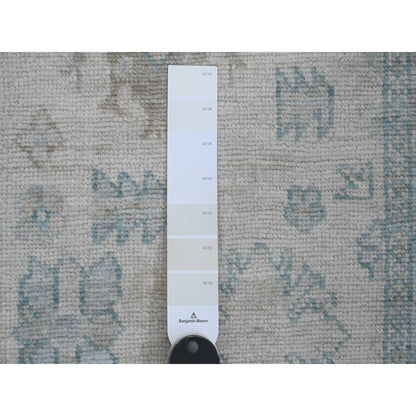 Oushak And Peshawar Wool Hand Knotted Rug Ivory 2.8x11.4 -O020300