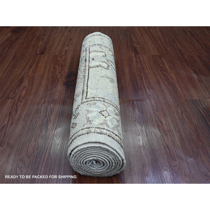 Oushak And Peshawar Wool Hand Knotted Rug Grey 2.7x9.9 -O020301