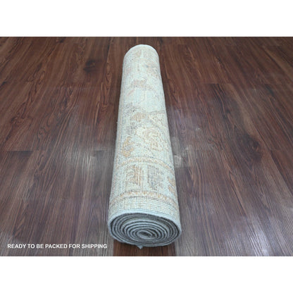 Oushak And Peshawar Wool Hand Knotted Rug Blue 2.9x9.10 -O020312