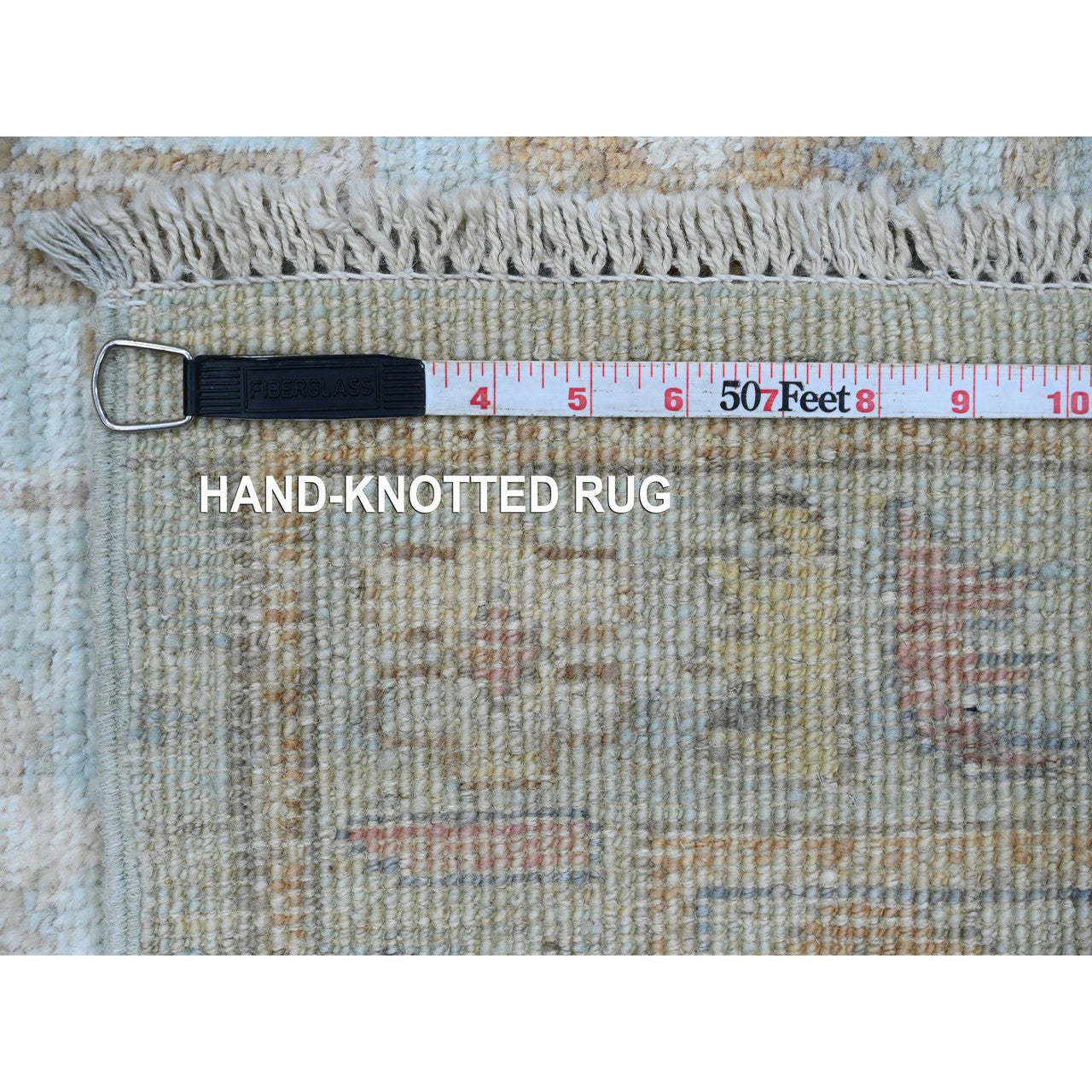 Blue 2'9" x 9'10" Oushak And Peshawar Hand knotted Wool Rug - Sku: O020312