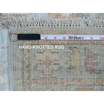 Oushak And Peshawar Wool Hand Knotted Rug Blue 2.9x9.10 -O020312