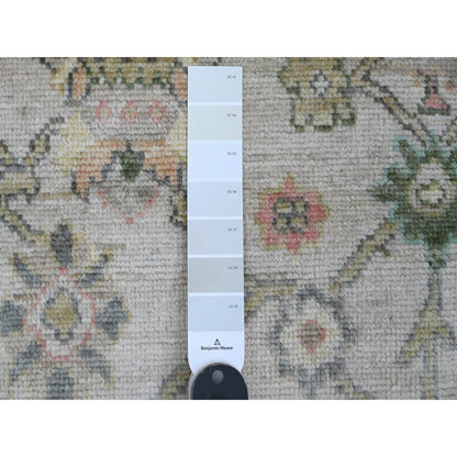 Oushak And Peshawar Wool Hand Knotted Rug Ivory 2.0x3.0 -O020319