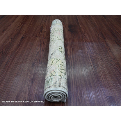 Oushak And Peshawar Wool Hand Knotted Rug Ivory 2.0x3.0 -O020319