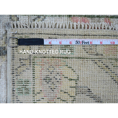 Oushak And Peshawar Wool Hand Knotted Rug Ivory 2.0x3.0 -O020319