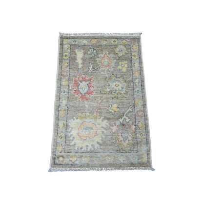 Oushak And Peshawar Wool Hand Knotted Rug Brown 2.0x3.2 -O020321