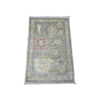 Oushak And Peshawar Wool Hand Knotted Rug Brown 2.0x3.2 -O020321