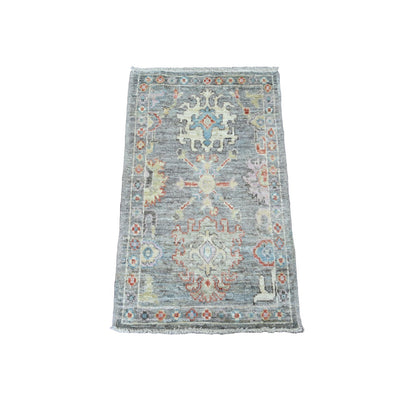 Oushak And Peshawar Wool Hand Knotted Rug Grey 2.1x3.5 -O020323