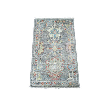 Oushak And Peshawar Wool Hand Knotted Rug Grey 2.1x3.5 -O020323