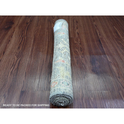 Oushak And Peshawar Wool Hand Knotted Rug Grey 2.1x3.5 -O020323