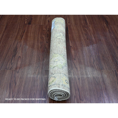 Oushak And Peshawar Wool Hand Knotted Rug Grey 1.11x3.2 -O020326