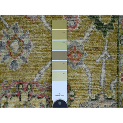 Oushak And Peshawar Wool Hand Knotted Rug Yellow 1.11x3.1 -O020329
