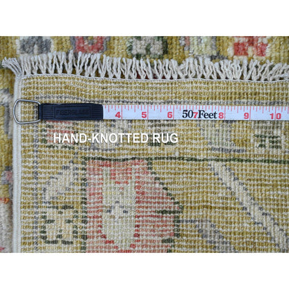 Oushak And Peshawar Wool Hand Knotted Rug Yellow 1.11x3.1 -O020329