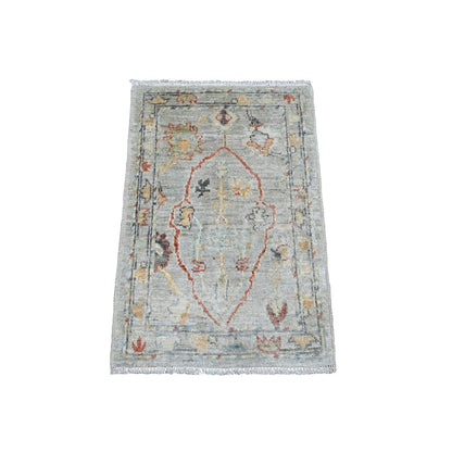 Oushak And Peshawar Wool Hand Knotted Rug Grey 2.1x3.0 -O020330