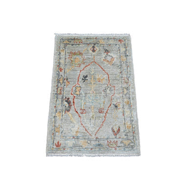 Oushak And Peshawar Wool Hand Knotted Rug Grey 2.1x3.0 -O020330