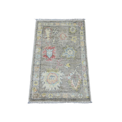 Oushak And Peshawar Wool Hand Knotted Rug Brown 1.11x3.2 -O020331