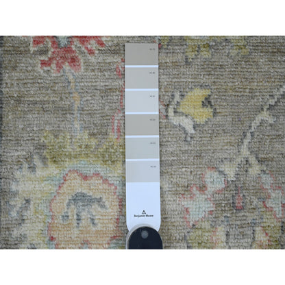 Oushak And Peshawar Wool Hand Knotted Rug Brown 1.11x3.2 -O020331