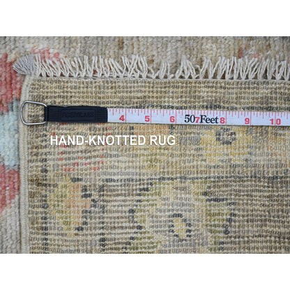 Oushak And Peshawar Wool Hand Knotted Rug Brown 1.11x3.2 -O020331