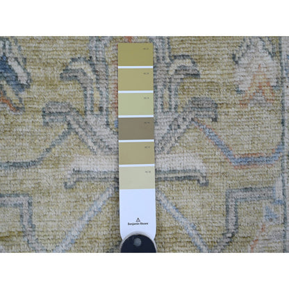 Oushak And Peshawar Wool Hand Knotted Rug Green 2.0x3.2 -O020332