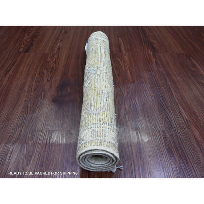 Oushak And Peshawar Wool Hand Knotted Rug Green 2.0x3.2 -O020332