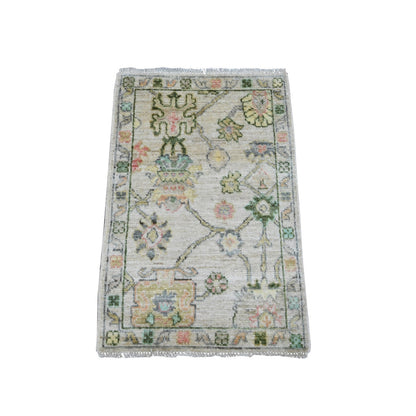 Oushak And Peshawar Wool Hand Knotted Rug Ivory 2.0x2.11 -O020333