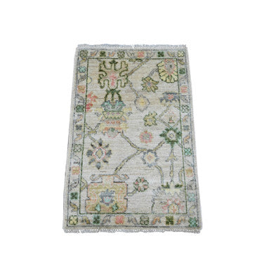 Oushak And Peshawar Wool Hand Knotted Rug Ivory 2.0x2.11 -O020333