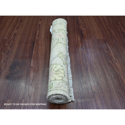 Oushak And Peshawar Wool Hand Knotted Rug Ivory 2.0x2.11 -O020333