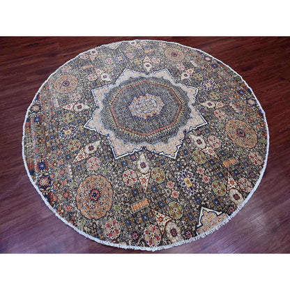 Mamluk Wool Hand Knotted Rug Brown 7.8x7.8 -O020337