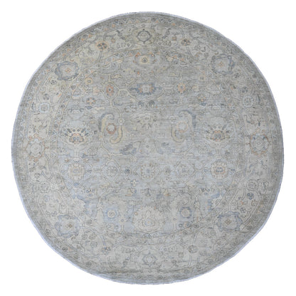 Oushak And Peshawar Wool Hand Knotted Rug Grey 12.0x12.2 -O020339