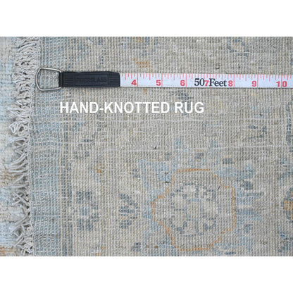 Oushak And Peshawar Wool Hand Knotted Rug Blue 5.11x6.3 -O020341