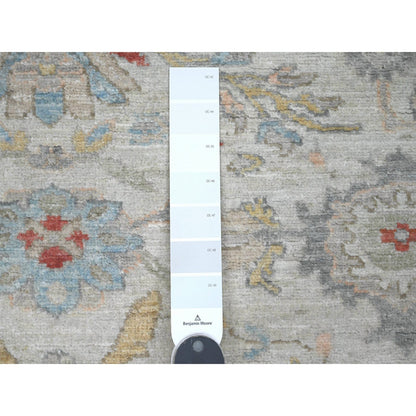 Oushak And Peshawar Wool Hand Knotted Rug Ivory 5.10x5.11 -O020343