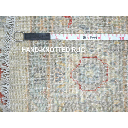 Oushak And Peshawar Wool Hand Knotted Rug Ivory 5.10x5.11 -O020343
