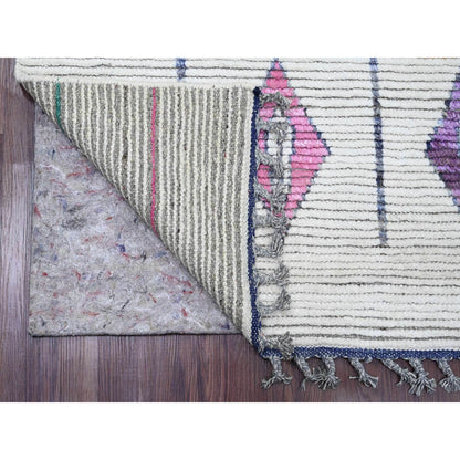 Tribal & Geometric Wool Hand Knotted Rug Ivory 5.5x8.6 -O020345
