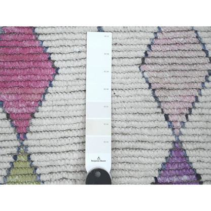 Tribal & Geometric Wool Hand Knotted Rug Ivory 5.5x8.6 -O020345