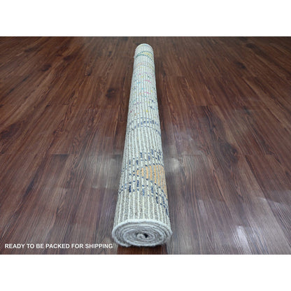 Tribal & Geometric Wool Hand Knotted Rug Ivory 5.5x8.6 -O020345