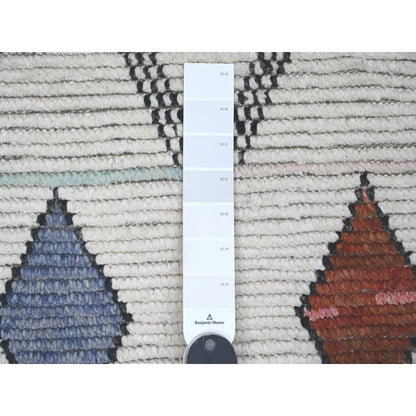 Tribal & Geometric Wool Hand Knotted Rug Ivory 5.5x8.11 -O020347