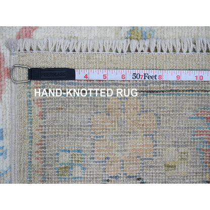 Oushak And Peshawar Wool Hand Knotted Rug Ivory 2.9x16.0 -O020356