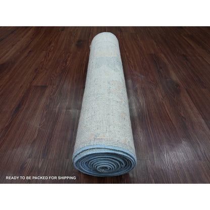 Oushak And Peshawar Wool Hand Knotted Rug Blue 2.11x15.6 -O020358