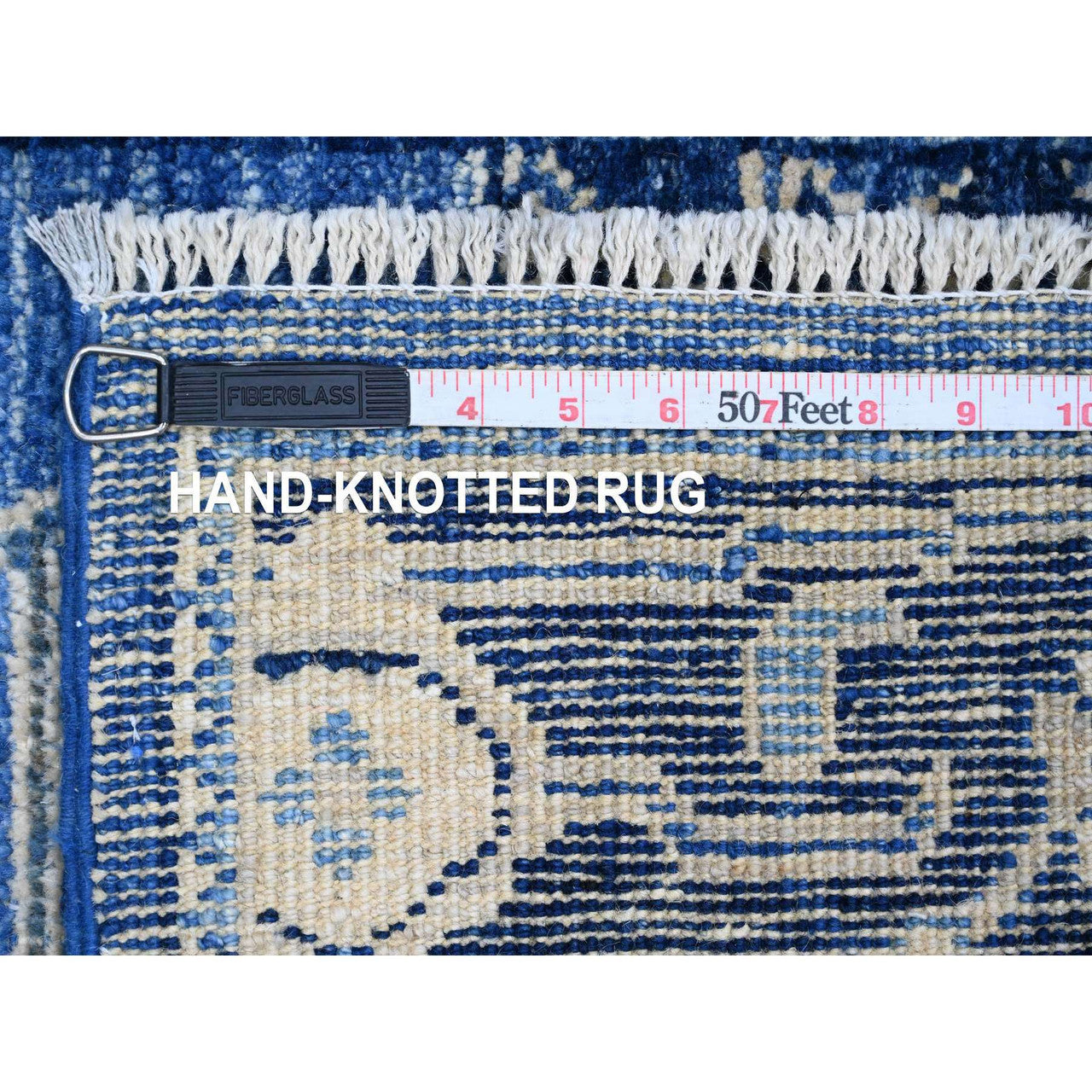Blue 2'9" x 19'8" Oushak And Peshawar Hand knotted Wool Rug - Sku: O020359