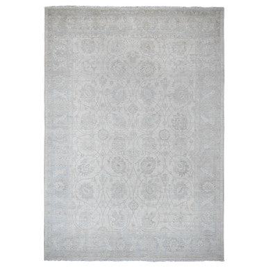 Oushak And Peshawar Wool Hand Knotted Rug Ivory 9.10x13.6 -O020363