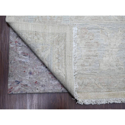 Oushak And Peshawar Wool Hand Knotted Rug Ivory 9.10x13.6 -O020363
