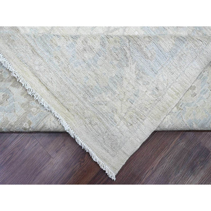 Oushak And Peshawar Wool Hand Knotted Rug Ivory 9.10x13.6 -O020363