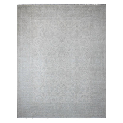 Oushak And Peshawar Wool Hand Knotted Rug Ivory 12.0x15.1 -O020365