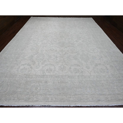 Oushak And Peshawar Wool Hand Knotted Rug Ivory 12.0x15.1 -O020365