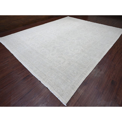 Oushak And Peshawar Wool Hand Knotted Rug Ivory 12.0x15.1 -O020365