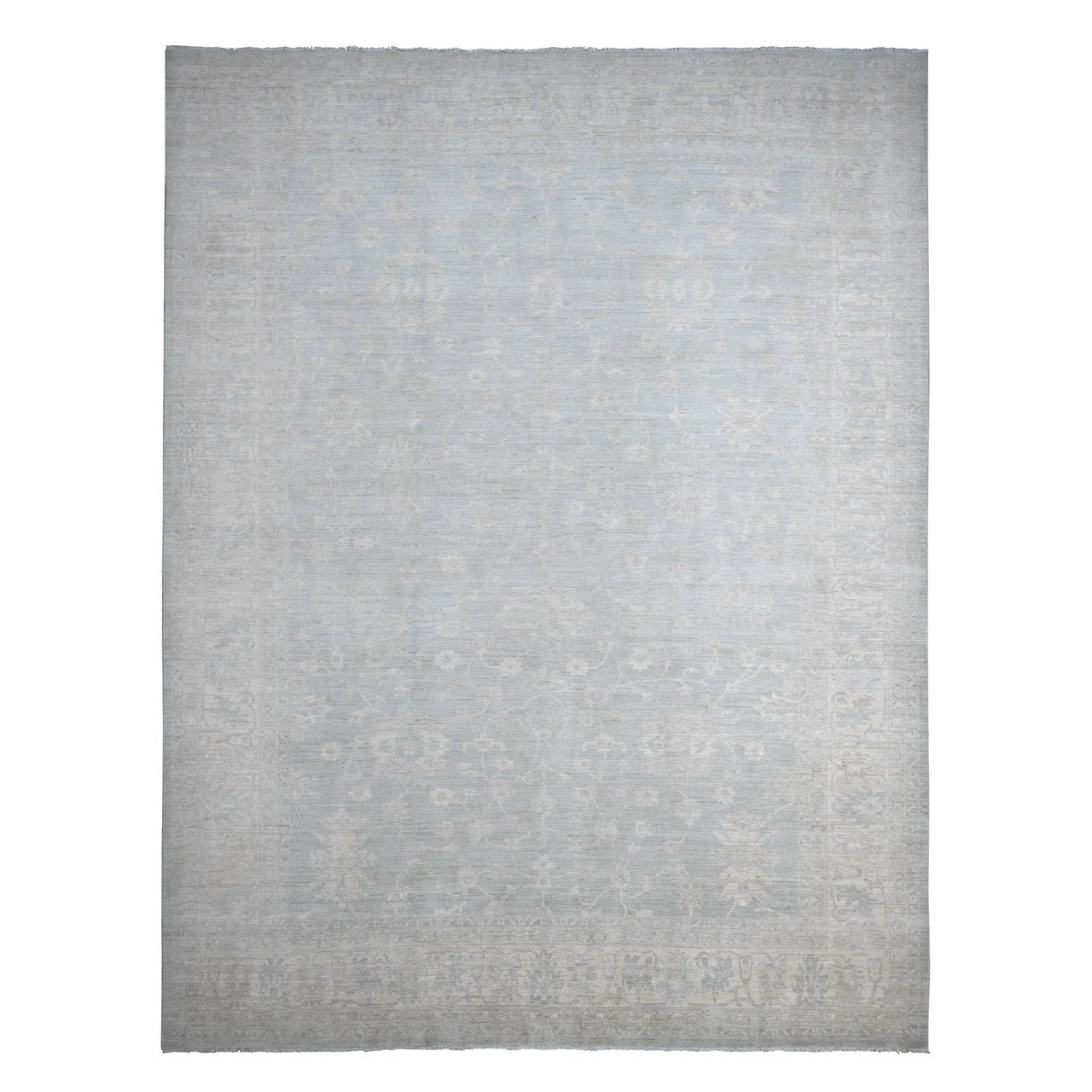 Oushak And Peshawar Wool Hand Knotted Rug Grey 11.10x15.3 -O020366